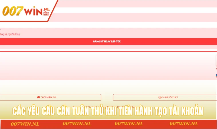 Các yêu cầu cần tuân thủ khi tiến hành tạo tài khoản