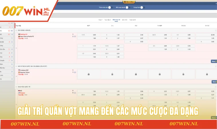 Thể Thao 007WIN 2 Giải trí quần vợt mang đến các mức cược đa dạng khác nhau