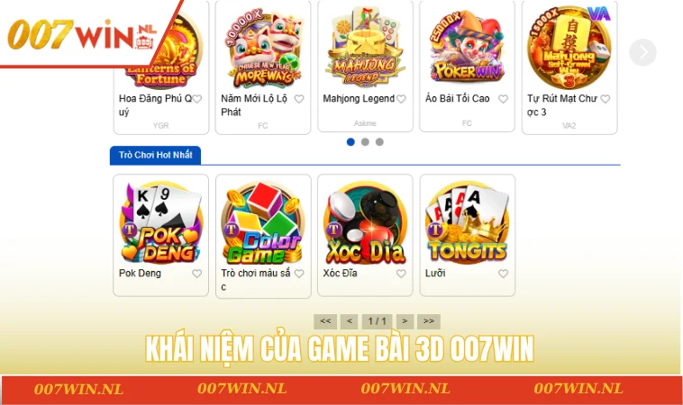 Khái niệm của Game bài 3D 007WIN