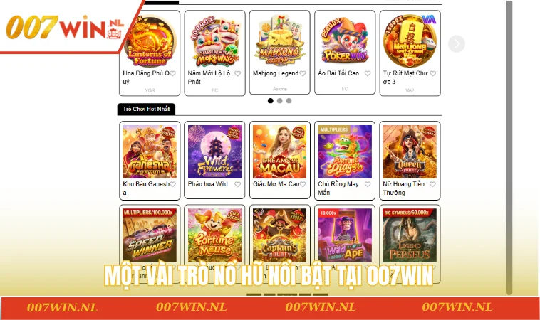 Nổ Hũ 007WIN 3 Một vài trò nổ hũ nổi bật tại 007WIN