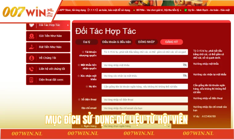 Mục đích sử dụng dữ liệu từ hội viên