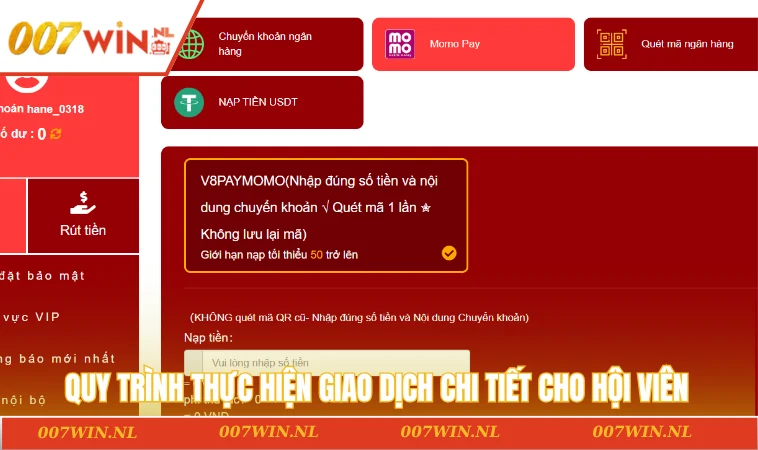 Quy trình thực hiện giao dịch chi tiết cho hội viên theo từng bước